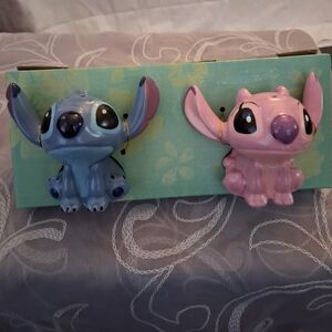 Disney Stitch & Angel Salt & Pepper Shakers Ceramic NWOT